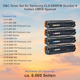 thumbnail of D&C Toner Set für Samsung CLX-6260FW Drucker 4 Farben CMYK Sparset