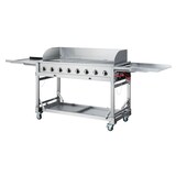 thumbnail of METRO PROFESSIONAL Barbecue à gaz 8 brûleurs, surface de cuisson 49 x 120 cm, tablette latérale, mobile, housse de protection, acier inox, argenté