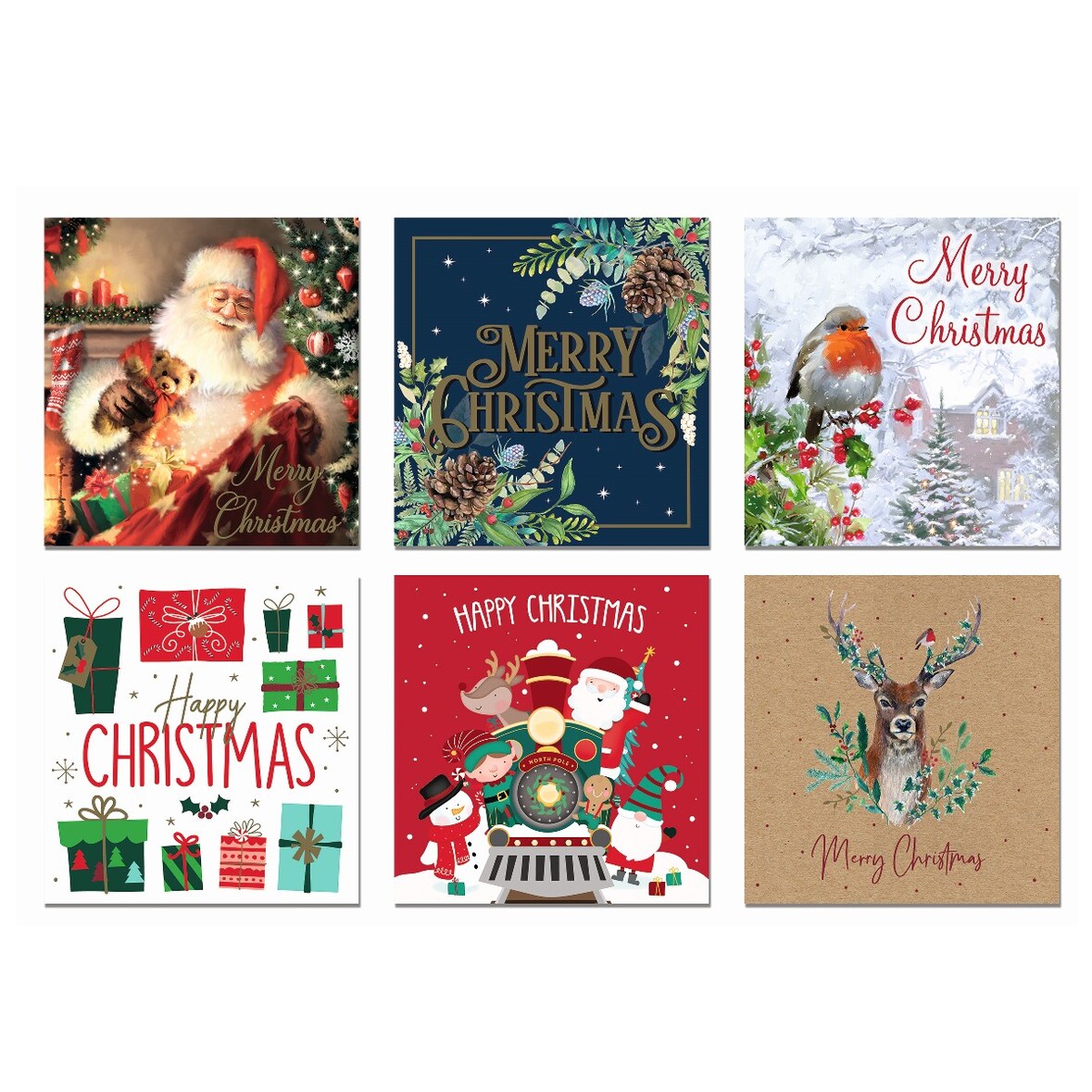 30 Traditionele Engelse kerstkaarten - ENGELSTALIG - 12 x 12 cm