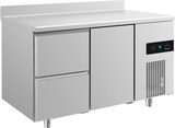 thumbnail of Gastro Kühltisch Umluftkühlung 2 Schubladen linke Seite 1 Tür rechts Aufkantung, 1400x700x850mm -2/+8°C 281l