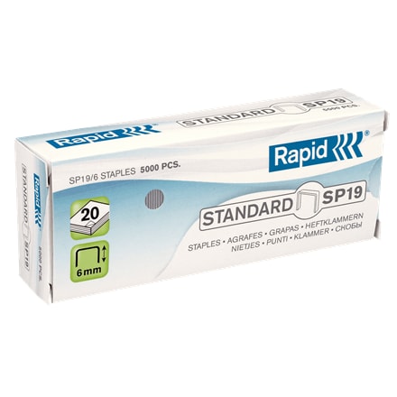 Rapid, 3 x 5000 agrafes Standard SP19, Capacité 20 feuilles, 124873900