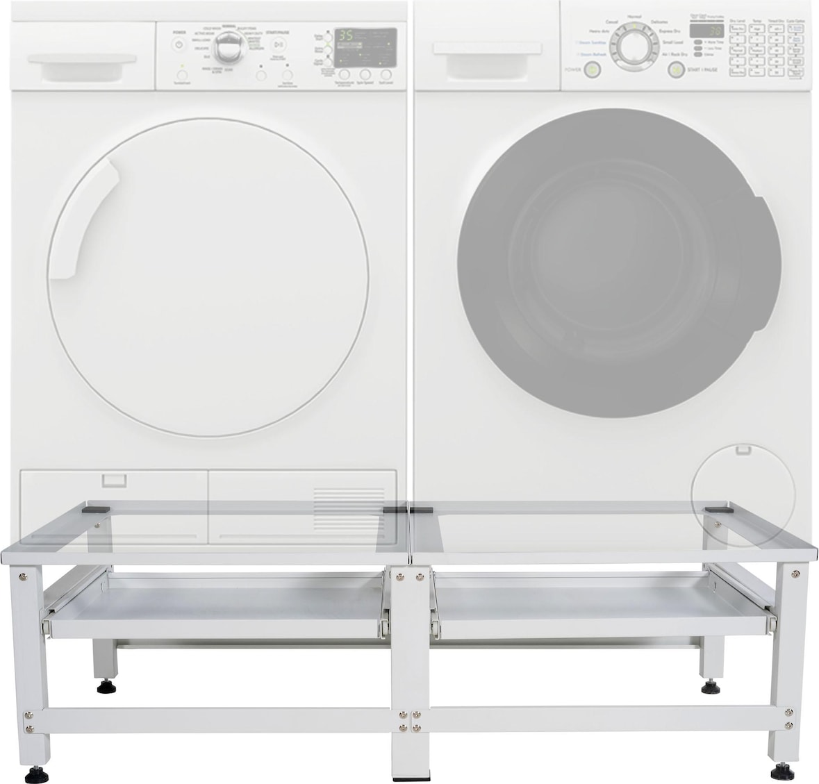 DELUKE® Waschmaschinen Untergestell doppelt DAVID für je 200kg UNIVERSAL Doppeluntergestell Waschmaschinen Unterschrank Waschmaschinen Sockel Weiß