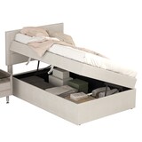 thumbnail of Einzelbett Polsterbett 90x200 cm mit Lattenrost und großem Stauraum in Beige – ideal für minimalistisches Wohnen
