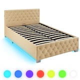 thumbnail of tectake Gestoffeerd bed met LED-strips & opbergruimte - beige, 120 x 200 cm - 405974