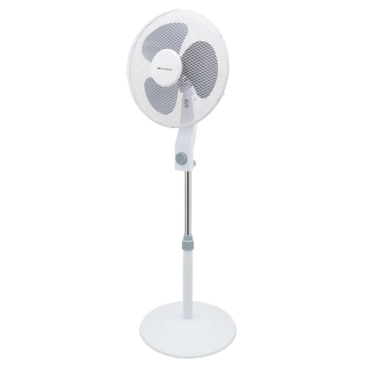 Melchioni Family Ventilador de Pie Ø40 cm, 35 W, 3 Velocidades, Oscilante, Altura Regulable, Base Redonda, Silencioso, Blanco MF1639B