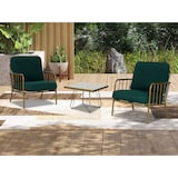 thumbnail of METRO PROFESSIONAL Outdoor Sofa Lounge-Set, 3-tlg., Stahl/Polyester, 2 Sessel, 1 Tisch, olive/gold