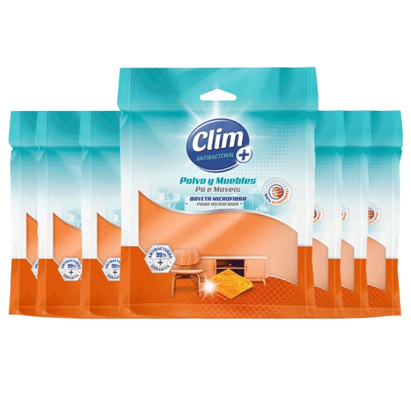 Bayetas especiales atrapa polvo Clim Antibacterial. Caja 8 uds