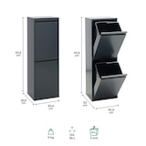thumbnail of ARREGUI Basic CR204-B Recycling Abfalleimer / Mülleimer aus Stahl mit 2 Inneneimern, 2 Fach Mülltrennsystem, 2 x 17L (34 L), anthrazit/ dunkelgrau