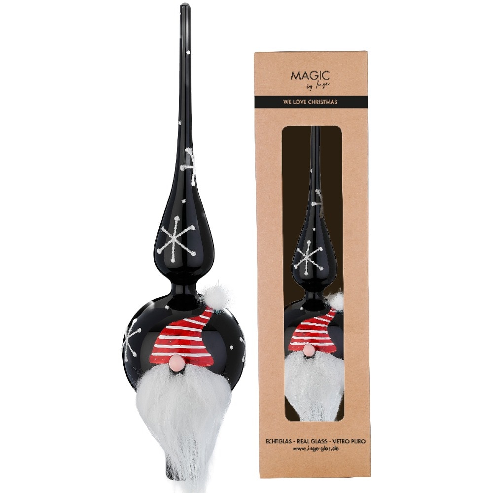 Christbaumspitze 31cm Glas Tannenbaumspitze Weihnachtsbaumspitze Ebony Black
