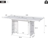 thumbnail of Merax Ausziehbarer Esstisch 140–180x80 cm, für 6–8 Personen, rechteckig, MDF-Tischplatte in Marmoroptik, Weiß