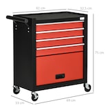 thumbnail of DURHAND carro de herramientas taller móvil con ruedas 4 cajones compartimento de almacenamiento y asa lateral carga 130 kg para garaje 69x33x75 cm