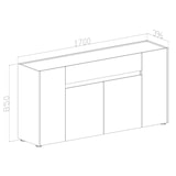 thumbnail of Credenza Moderna Madia In Melaminico Con 4 Ante E 1 Cassetto Mobile Contenitore Sala Pranzo Soggiorno Design Senza Maniglie 170x85x40 cm Noce Chiaro