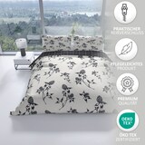 thumbnail of Bettwäsche Set Baumwolle 135x200 Renforce Weiß Schwarz Blumen design Wendeseite Kariert Reißverschluss