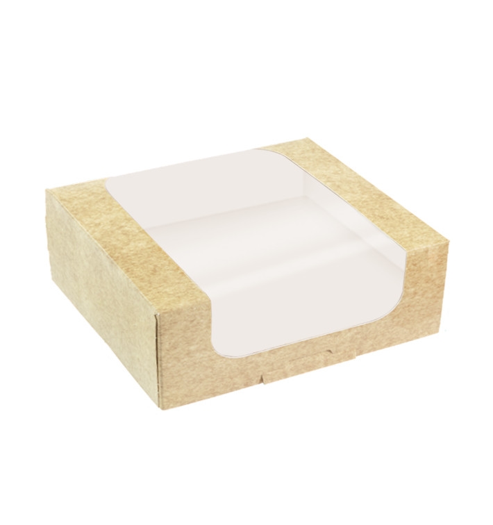 MONOUSO - Quadratische Verpackungen für Bäckereien Kraft 21x21x10cm (50 Stück)