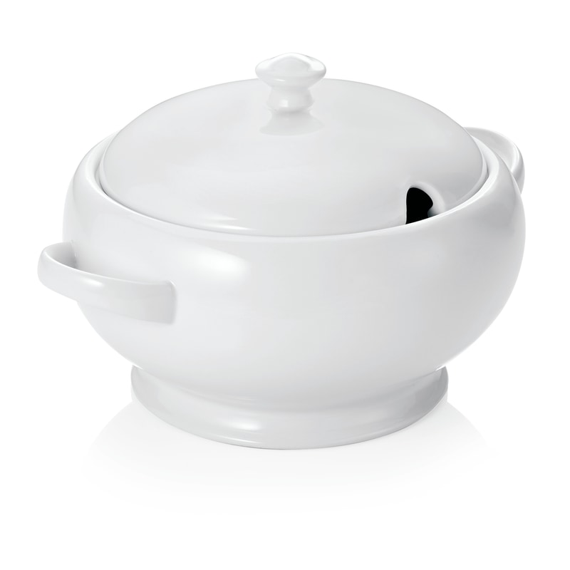 3x Terrine + Deckel mit Löffelaussparung 2,5 l, weiß, Porzellan Schüssel