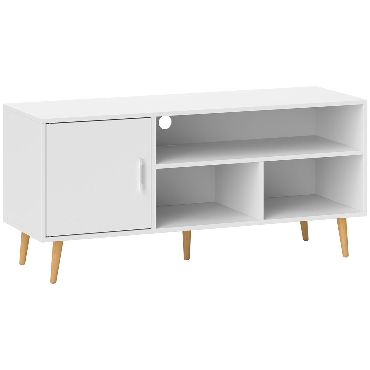 Mueble de TV para Televisores de 60 Pulgadas Mesa para TV de Salón Comedor Moderna con Armario 3 Compartimentos y 5 Patas de Madera 120x40x55 cm