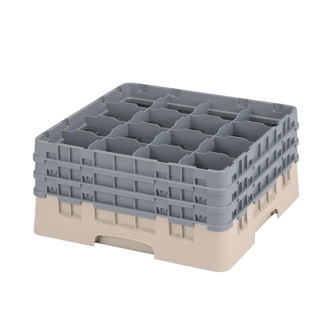 CAMBRO - 16S738-184 - Casiers de lavage 16 comp. - 10,9 cm Ø máx. - Haut max 20 cm - 50 x 50 x 22,5 cm - Beige