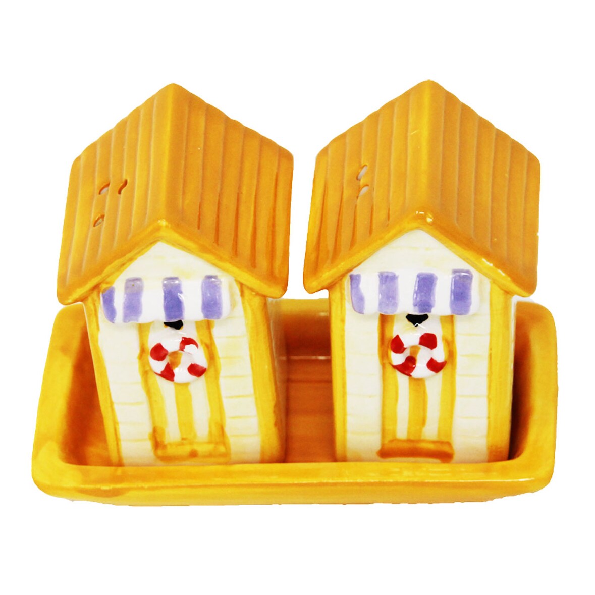Salz und Pfefferstreuer Set als Strandhäuschen in Gelb Höhe 8cm