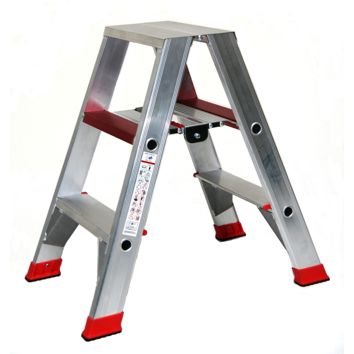 Stehleiter 2x3 Stufen Profi Länge 86cm 86x50x23cm ALU SZAGATO Stufenleiter Standleiter Haushaltsleiter Bockleiter Doppelstufenleiter Malerleiter