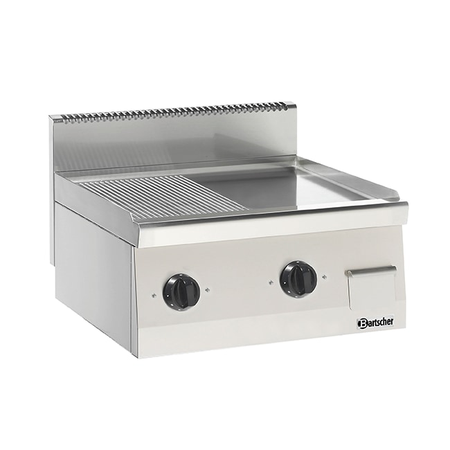 Bakplaat/Grillplaat | 600 B600 | Bakplaat 1/2 Geribbeld / 1/2 Glad (b)590x(d)440mm | 7.2kW | 600x600x290(h)mm