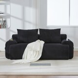 thumbnail of Kombinationssofa Cordstoff Schwarz 200x99x80 cm, 2-Sitzer modular mit Cupholder und Seitentasche