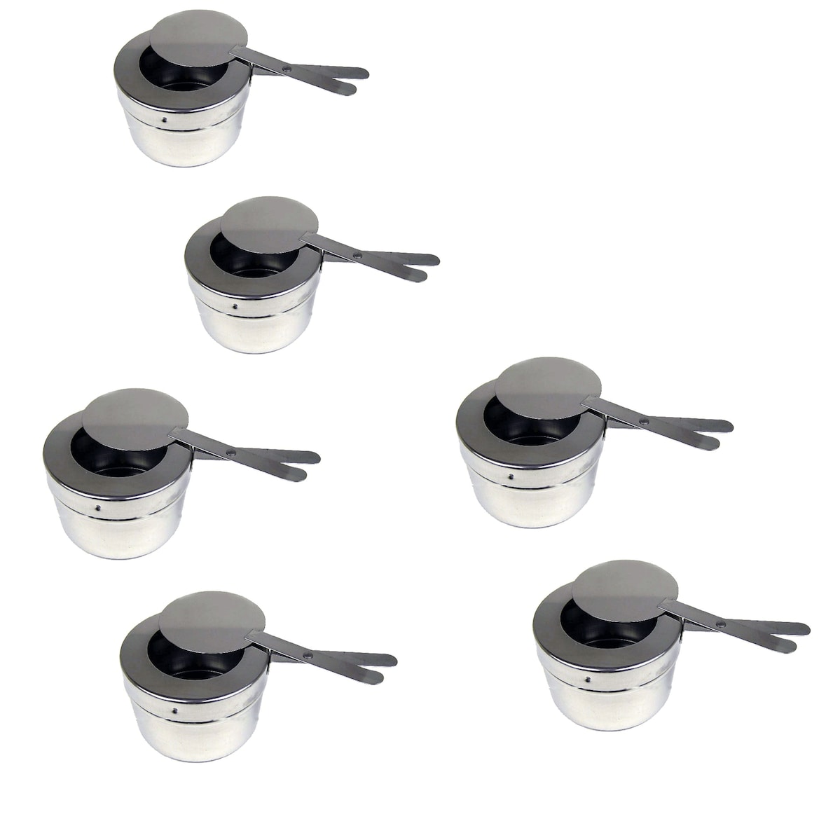 6x Edelstahl Brennpastebehälter Brennpaste Behälter mit Deckel für Chafing Dish