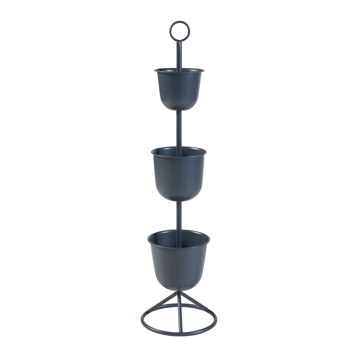 Helloshop26 - Pflanzenständer im Outdoor-Stil 110 x 28 cm 3 schwarze Pflanztöpfe 03_0010318