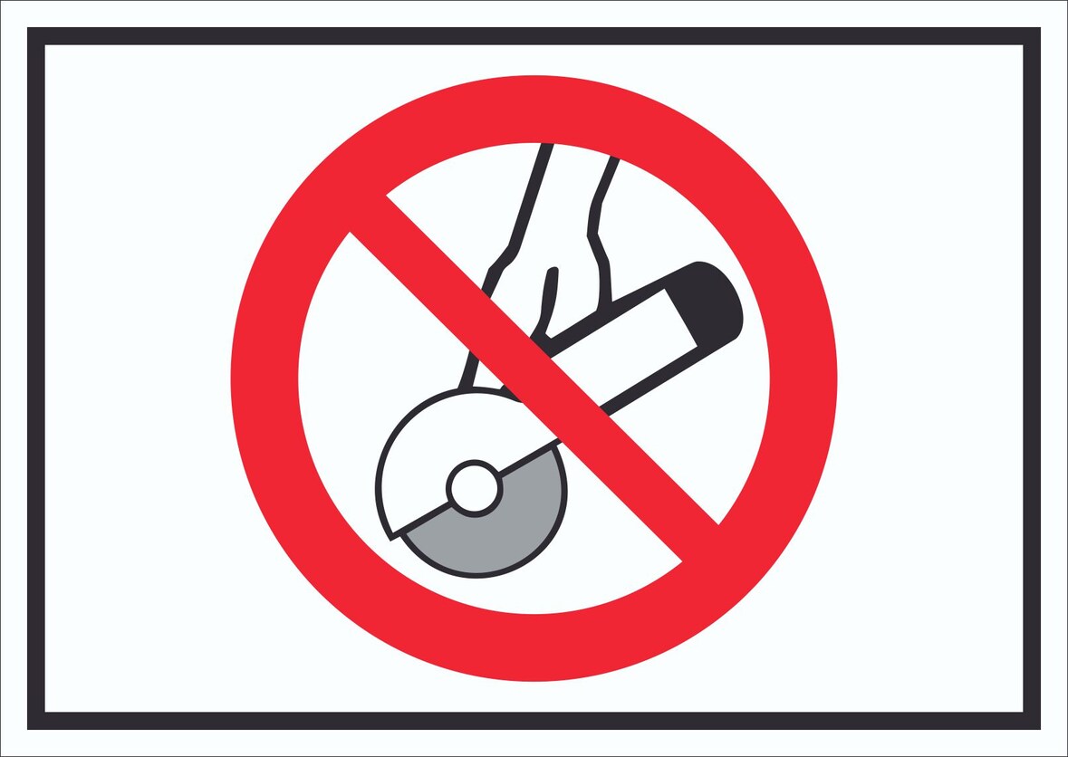 Nicht zulässig für Freihand- und Handschleifen Symbol Schild A0 Rückseite selbstklebend