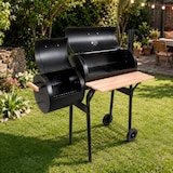 thumbnail of Barbecue A Carbone Con Affumicatore Laterale BBQ Con Termometro Integrato Griglie Cromate Ripiano E Maniglie Griglia 109.5 x 59 x 116 Cm Nero