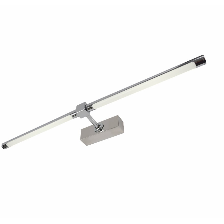 Arandela LED para iluminar quadros, espelhos e murais 18W tom de luz neutro 4000K acabamento cromado brilhante 72 cm