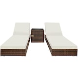 thumbnail of tectake Lot de 2 bains de soleil en rotin et aluminium avec table et housse de protection - marron - 401499