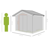 thumbnail of Cobertizo de jardín de exterior 4,9 m² 277x195x192 cm caseta de jardín con 2 puertas corredizas base refuerzo (suelo no incluido) verde oscuro