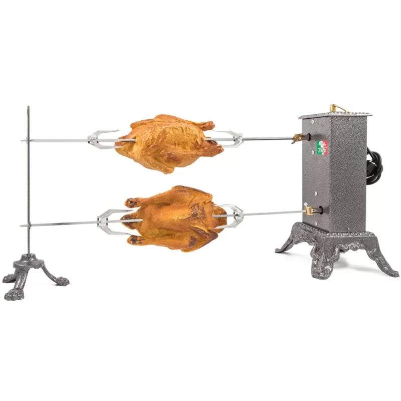 Giemme Spoleto - Tournebroche électrique B800 Décalé, Jusqu’à 12 kg, double broche pour cheminées intérieures et extérieures, usage professionnel