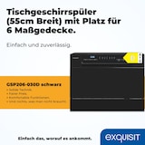thumbnail of Exquisit Geschirrspüler GSP206-030D schwarz | Spülmaschine 55 cm | Maßgedecke: 6 Restlaufzeiten Anzeige | Standgerät