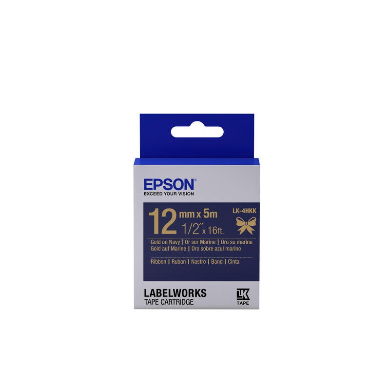 Epson Satinband-Etikettenkassette Lk-4Hkk Gold/Marineblau 12mm (5 M)