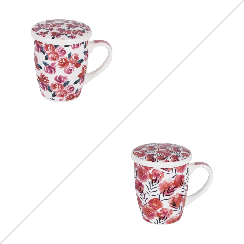 Coffret tisanière avec filtre Rosalia 36 cl x2 -  36.00 cl Multicolore Rond Porcelaine Table Passion 13.00x9.00 cm