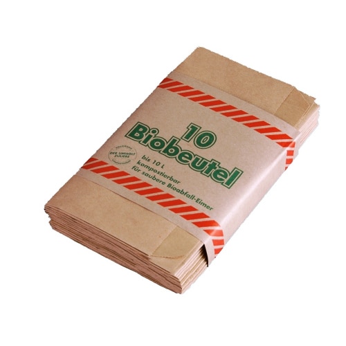 300 Bio Müllbeutel Mülltüten Papier klein braun 10l 20+15x35cm kompostierbar