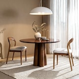 thumbnail of Esszimmerstuhl aus Rubberwood und Stoff in Walnuss, mit ergonomischer Rückenlehne und zerlegbarer Konstruktion