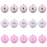 thumbnail of vidaXL Weihnachtskugel-Set 15 pcs Rosa Kunststoff