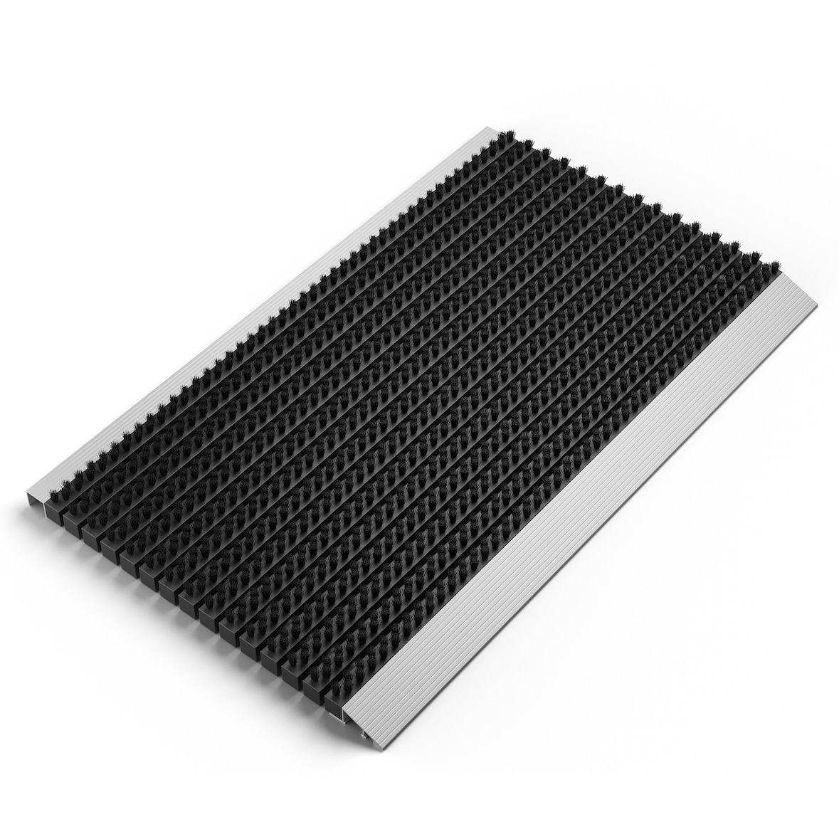 Fußmatte außen alu mit Bürsten schwarz, Schmutzfangmatte 50 x 80 cm, Fußmatte Aussenbereich