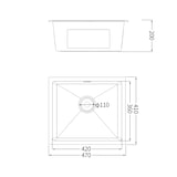 thumbnail of Gasfrit - Keukenspoelbak met sifon voor opbouwmontage van roestvrij staal in gouden kleur, 1 spoelbak, 470 x 410 mm