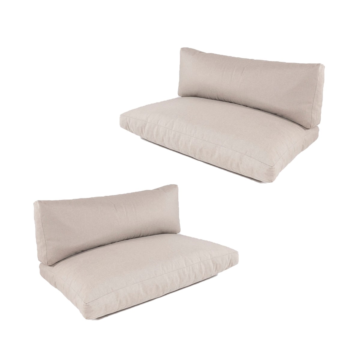 Pack 2 almofadas Palete de assento e encosto, Desdobrável, Poliéster 180 gr, Cor Bege, 120x80x16 e 120x42x1