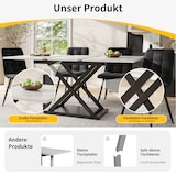 thumbnail of Ausziehbarer Esstisch 160x80x75  Weiß+Schwarz mit marmorierter MDF Platte Teleskopauszug Kreuzgestell aus Metall platzsparend und modern