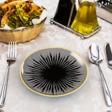 thumbnail of Intirilife 4x Porzellan Teller Muster Gestreift - Schwarz Weiß - Durchmesser 15.3 cm - Frühstücksteller Dessertteller Servierteller