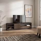 thumbnail of TV-Schrank, Lowboard, für Wohnzimmer und Esszimmer, 207x50x37 cm, Für TV-Geräte bis zu 80", Fernsehtisch, Moderner Stil, Dunkler Eiche und Schwarz