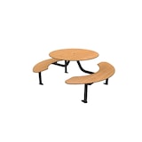 thumbnail of Euroterrasse Table+assises moka 6pl ronde diam.1125mm pieds droit diam.50 metal gris 7016 hpl teck