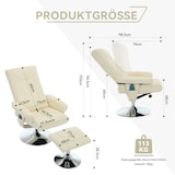 thumbnail of Relaxsessel mit Liegefunktion 76x75x103 Massagesessel 5-Punkte Massage Heizfunktion 360° drehbar mit Hocker Beige