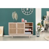 thumbnail of SalesFever Sideboard mit Rattan Front | 2 Türen, 3 offene Fächer | Korpus MDF | Beine Paulownie Holz | B 100 x T 36 x H 65 cm | natur