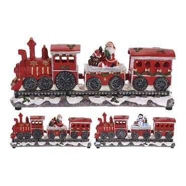 WellHome - Trem de Natal decorativo com locomotiva e 2 vagões, com luzes LED e móbiles 39x11x17cm