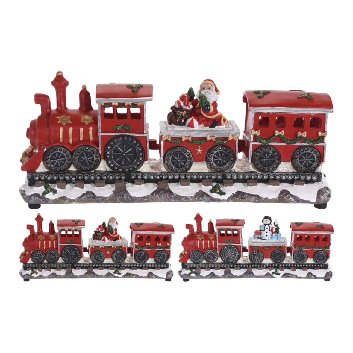 WellHome - Trem de Natal decorativo com locomotiva e 2 vagões, com luzes LED e móbiles 39x11x17cm